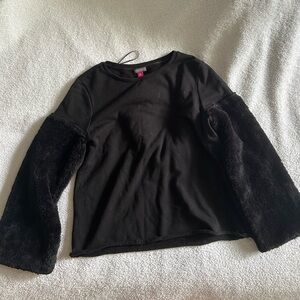 Vince Camino Sweater with faux fur sleeves